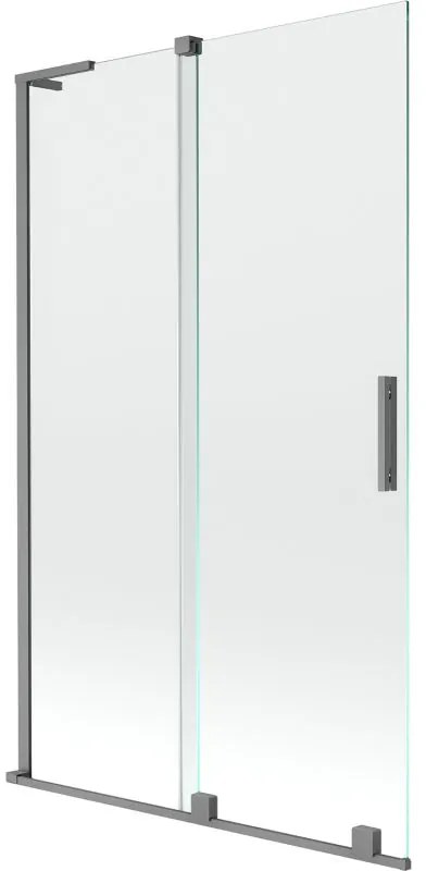 Mexen Velar L, 2-krídlová posuvná vaňová zástena 110 x 150 cm, 8mm číre sklo, grafitová matná, 896-110-003-01-95