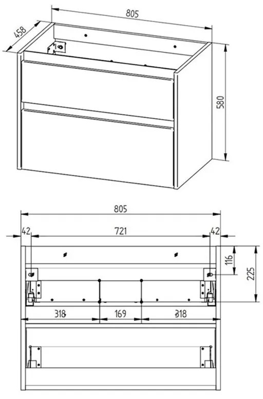 Mereo Mereo, Opto, kúpeľňová skrinka s keramickým umývadlom 81 cm, biela, dub, biela/dub, čierna, MER-CN931