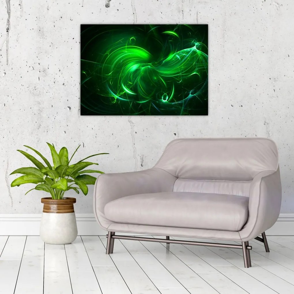 Sklenený obraz - zelená abstrakcia (70x50 cm)