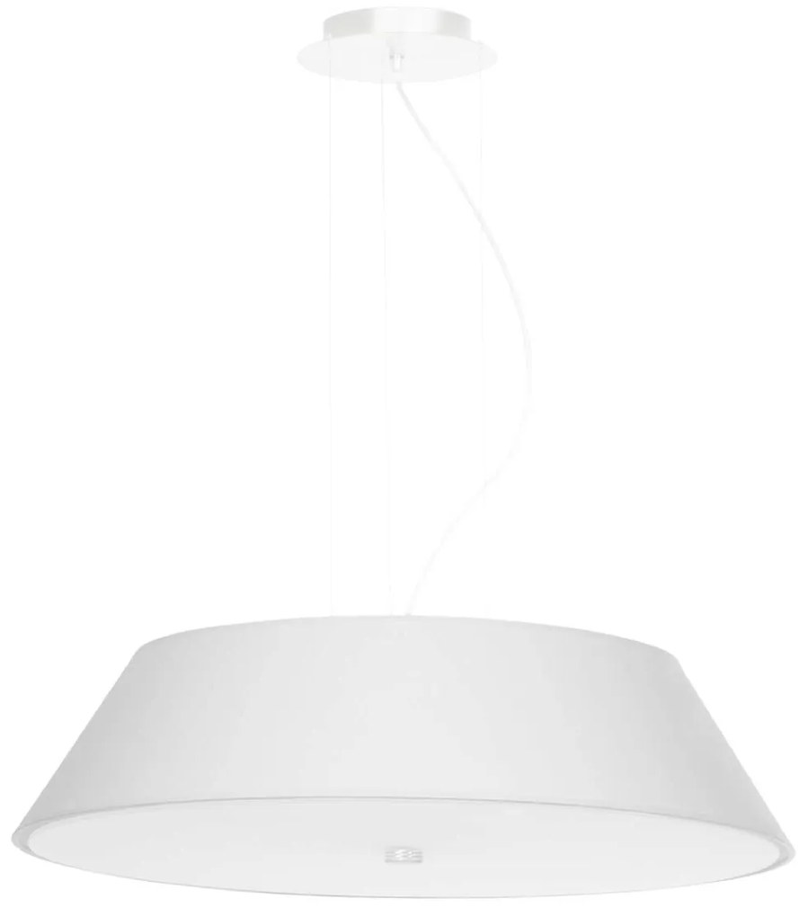 Závesné svietidlo Vega, 1x biele textilné tienidlo, (biele sklo), (fi 60 cm)