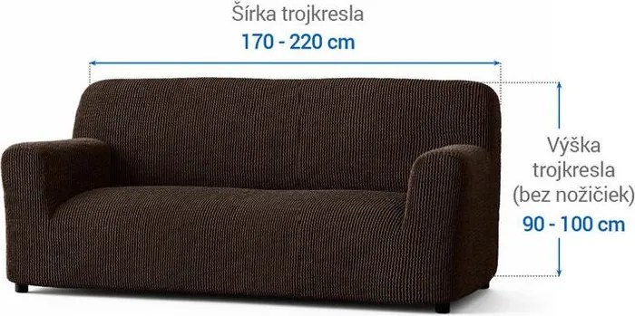 Bielastické poťahy COSTINA tabaková trojkreslo (š. 170 - 220 cm)