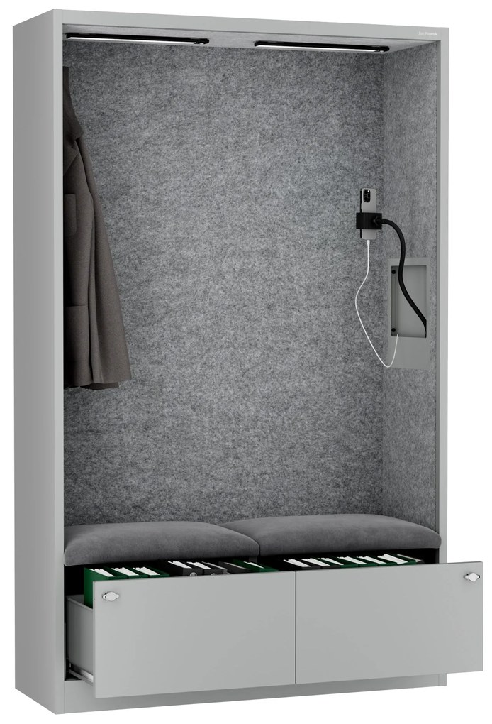 Akustická kabína SALLY MentalBox 1150 mm – sivý korpus, sivé sedadlo