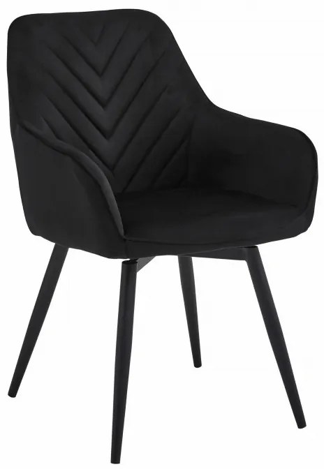 Jedálenská otočná stolička NANA360 zamatová, čierna (čierne nohy)