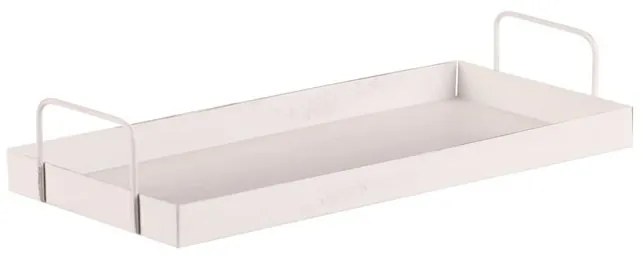 Kovová tácka s úchytmi obdĺžnik, biela, 36 x 16 x 7 cm