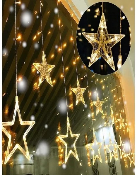 Vianočný svetelný záves 120 LED hviezdy teplá biela VK26212