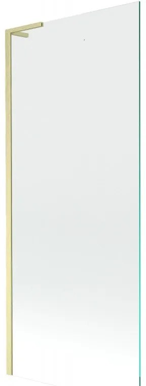 Mexen Next L, 1-krídlová vaňová zástena 80 x 150 cm, 6mm číre sklo, zlatý matný profil, 895-080-000-03-00-55