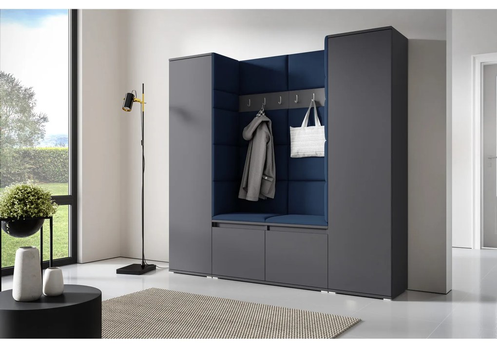 Predsieňová stena AMI 31 Bez zrkadla Grafit Tmavo modrá