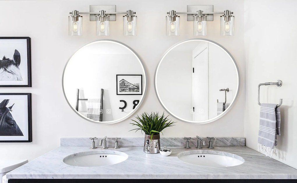 Okrúhle dotykové zrkadlo s LED osvetlením MMJ 70 cm strieborné