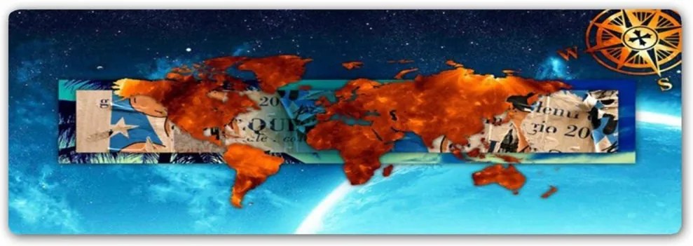 CARO Kovový obraz - A Fiery Map Of The World 50x20 cm