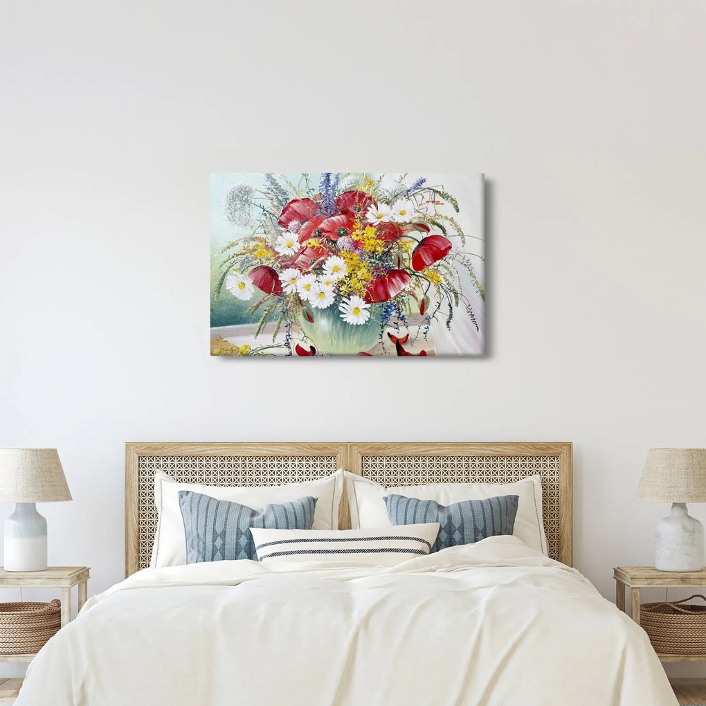 Obraz vázy s divokými kvetmi (90x60 cm)