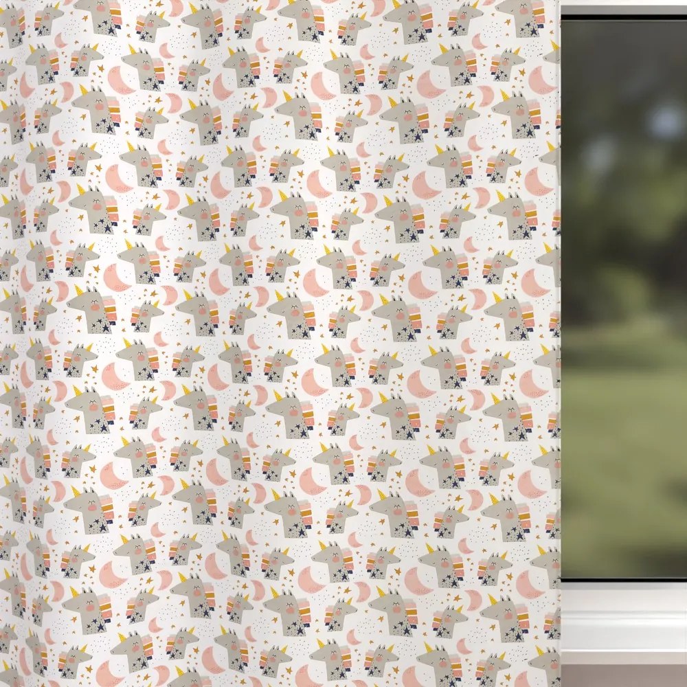 Biante Detský bavlnený záves Sandra SA-562 Spiace jednorožce medzi hviezdičkami na bielom 150x230 cm