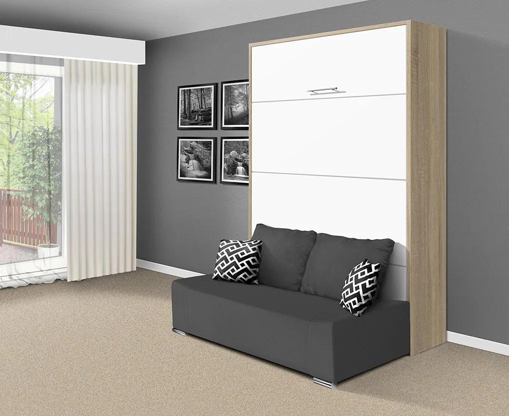 Nabytekmorava Sklápacia posteľ s pohovkou VS 21058P 200x120 farba pohovky: Hnedá, Typ farebného prevedenia: Agát / dvere biele LESK
