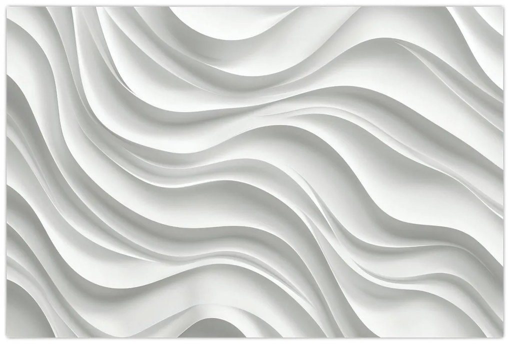 Obraz - 3D biele vlny (90x60 cm)