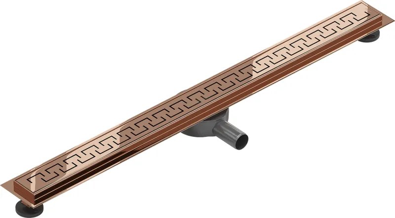 Mexen Flat 360°, lineárny podlahový žľab 80 cm, ružové zlato, 1624080-40