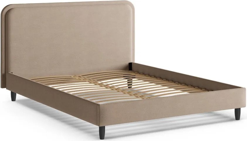 Sivobéžová čalúnená dvojlôžková posteľ s roštom 200x200 cm Aveline – Micadoni