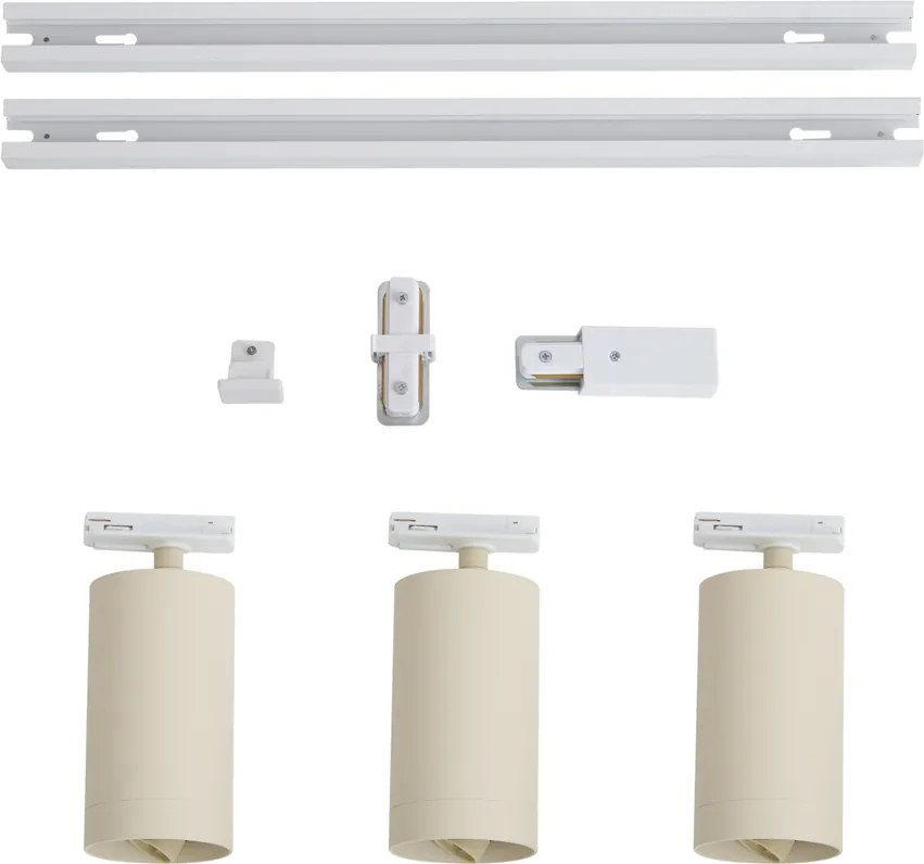 Moderný koľajnicový systém s 3 reflektormi biely s béžovou 1-fázový GU10 70mm - Iconic Jeana Luxe