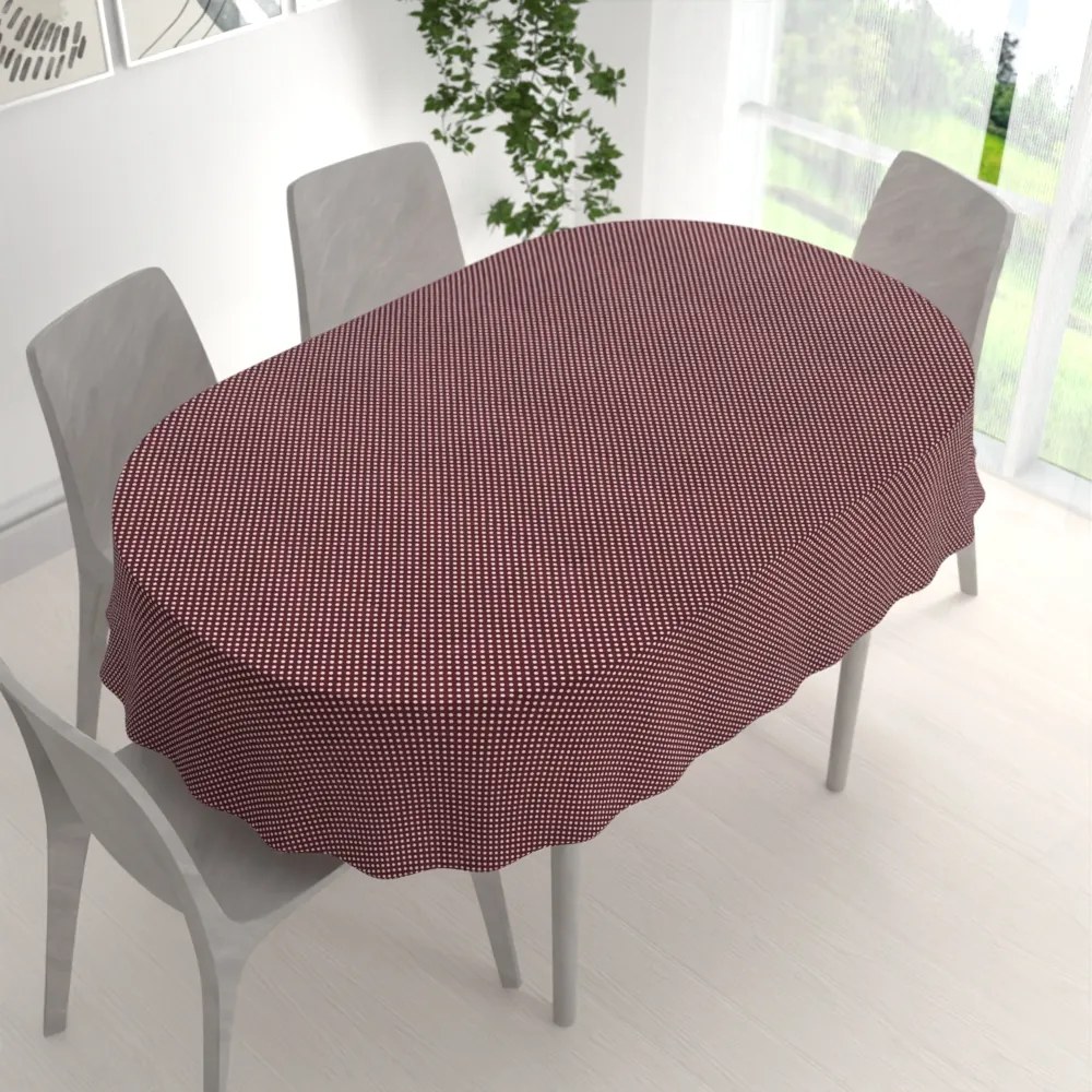 Biante Bavlnený oválny obrus Sandra SA-339 Biele bodky na tmavo červenom 130x200 cm