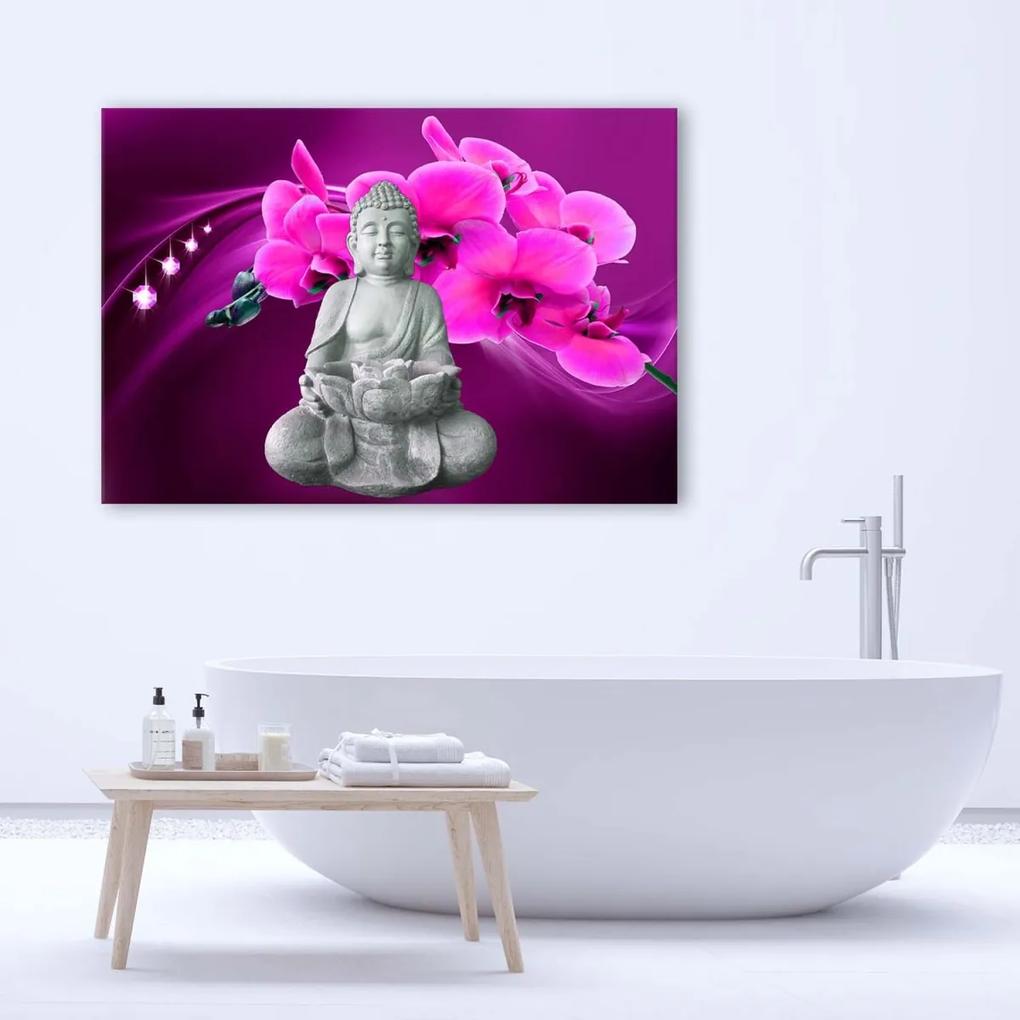 Obraz na plátně Růžová orchidej Buddha - 120x80 cm