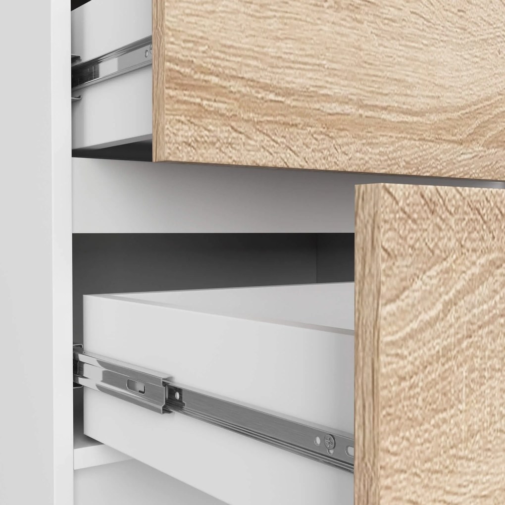 Komoda Kuba 60 cm - 5 zásuviek biela/sonoma