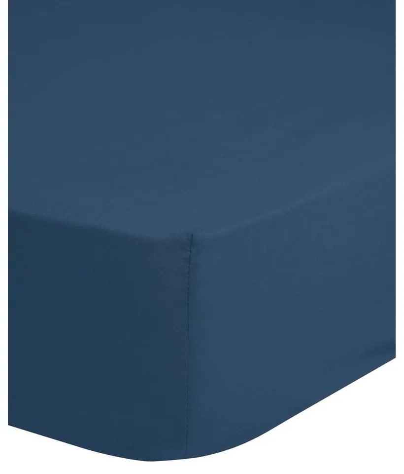 Tmavomodrá bavlnená elastická plachta Good Morning, 140 x 200 cm