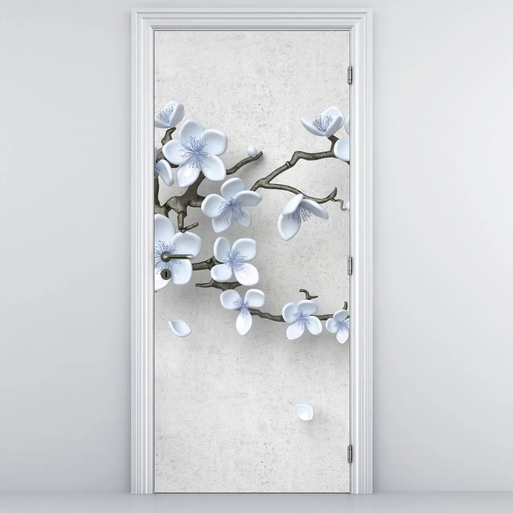 Fototapeta na dvere - Modré kvety (95x205cm)