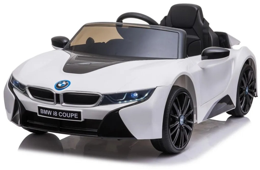 RAMIZ ELEKTRICKÉ AUTÍČKO BMW i8 - NELAKOVANÉ - BIELE  - 2x35W MOTOR - 1x12V4,5Ah - BATÉRIA - 2022