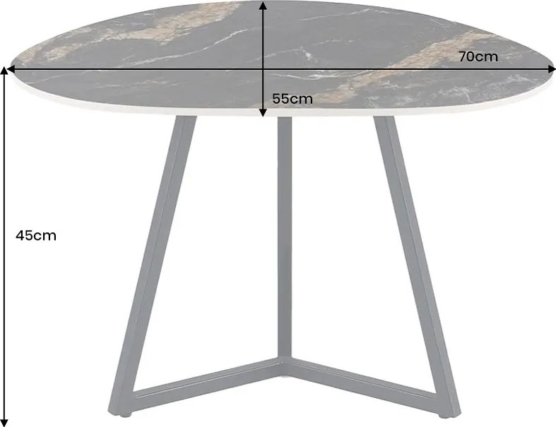 Keramický konferenčný stolík Paquita 70 cm čierny / pieskový