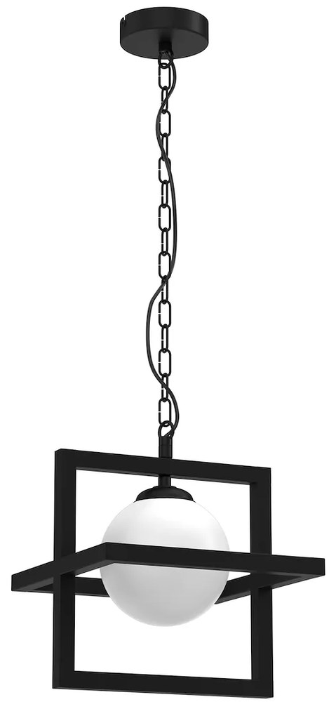 Závesné svietidlo Diego, 1x biele sklenené tienidlo, b