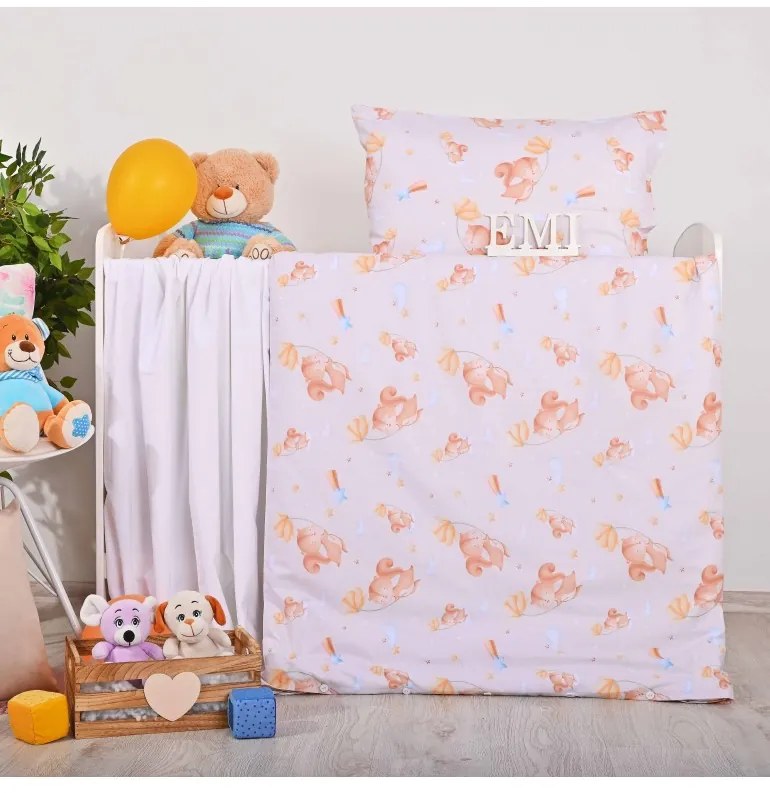 Obliečky detské Veverička v obláčikoch EMI, Detský set 90x130 + 45x65
