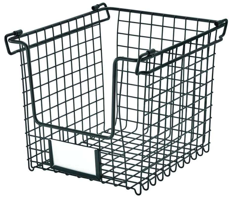 Čierny kovový košík iDesign Classico, 25,5 x 22 cm
