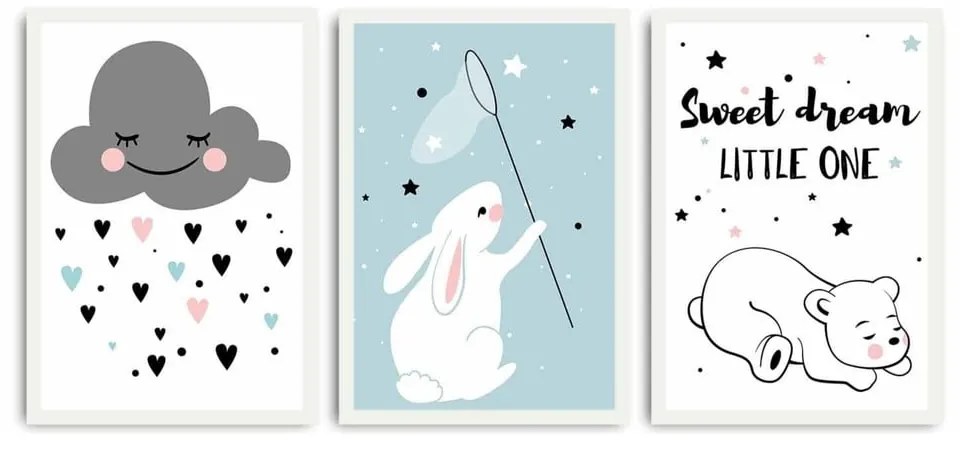 Detské obrázky v súprave 3 ks 35x50 cm Sweet Dreams Little One – Wallity