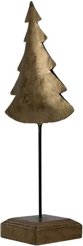 Dekorácia zlatý antik kovový stromček na drevenom podstavci - 10*8*28cm