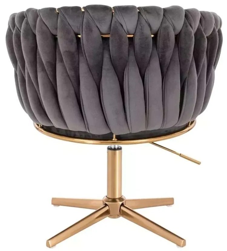 LuxuryForm DESIGN Kreslo NORDEN VELUR na zlatom kríži - tmavo šedé