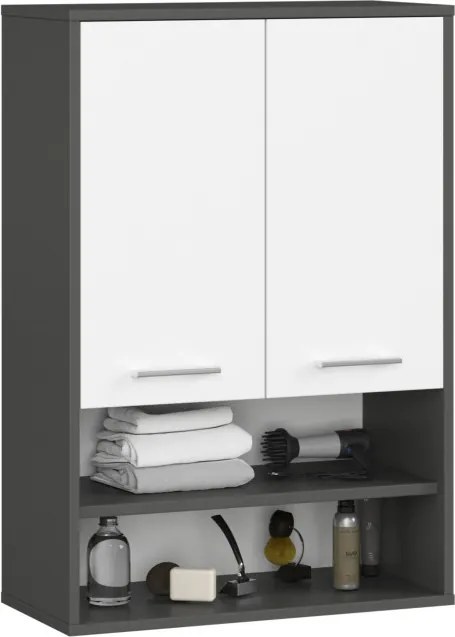Kúpeľňová skrinka FIN H934 W64 2D 1P grafitová / biela