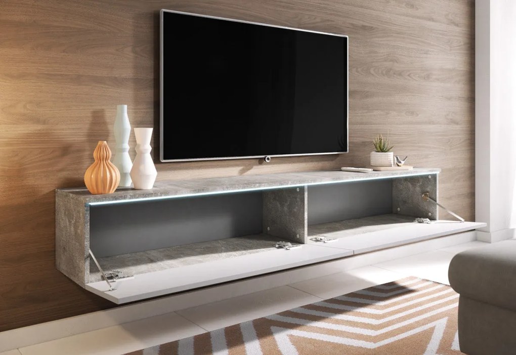 TV stolík MENDES D - biela/biela lesk / nie / 180