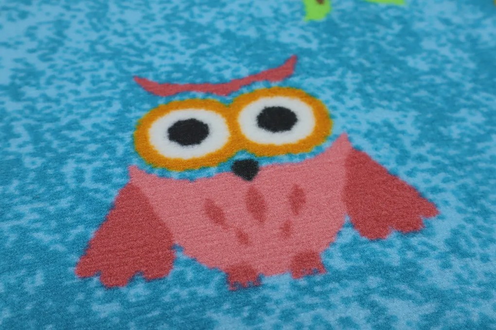 Vopi, Detský kusový koberec Sovička Silk 5298 tyrkys, 120x170, modrá, detská izba