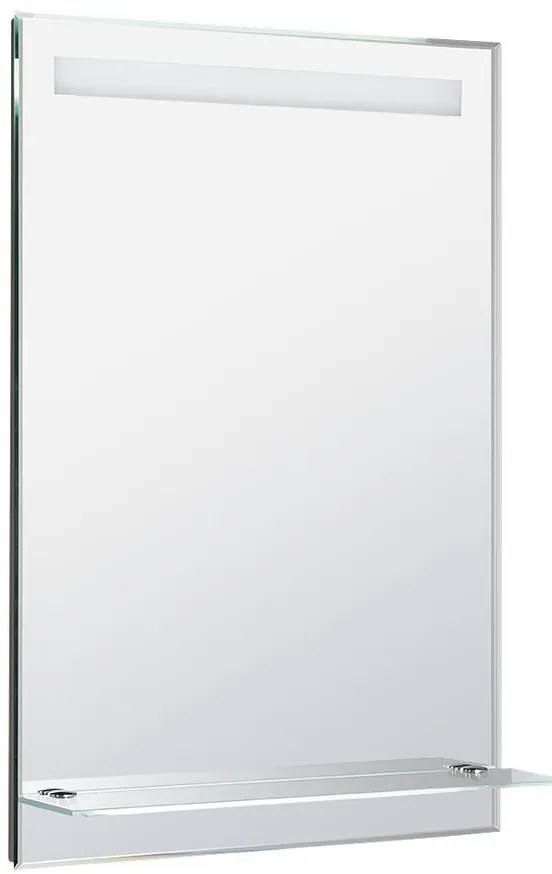 Aqualine Aqualine, LED podsvietené zrkadlo 60x80cm, sklenená polica, gombíkový vypínač, ATH53