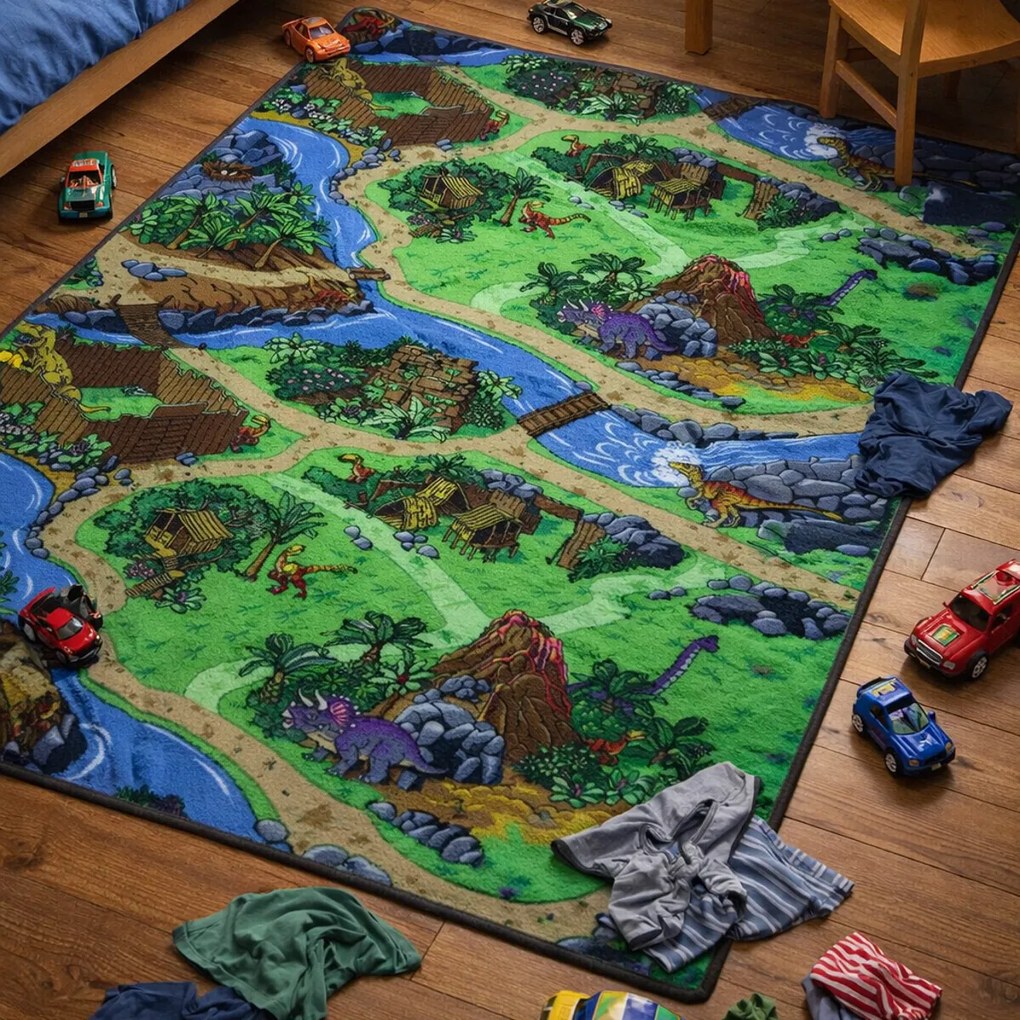 Detský kusový koberec Dino, 140x200, viacfarebná, detská izba, Vopi