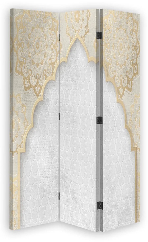 Gario Paraván Orientálny vzor v zlatej farbe Rozmery: 145 x 170 cm, Prevedenie: Otočný paraván 360°