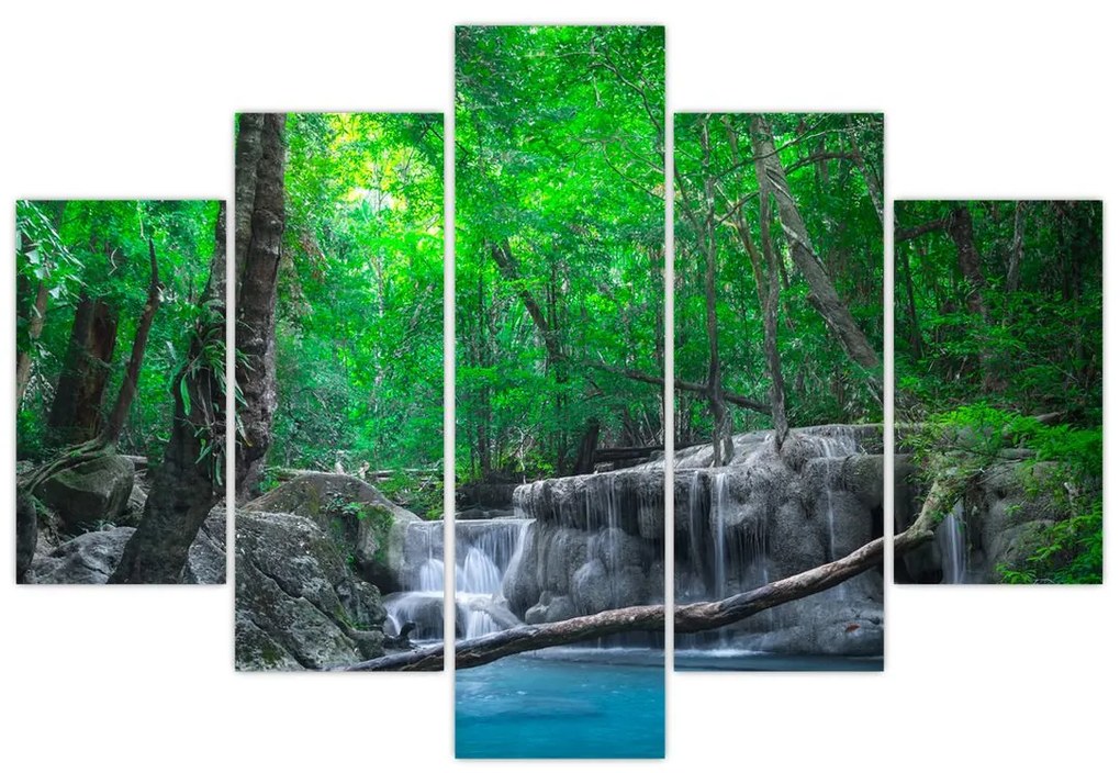Obraz - Vodopád Erawan, Kanchanaburi, Thajsko (150x105 cm)