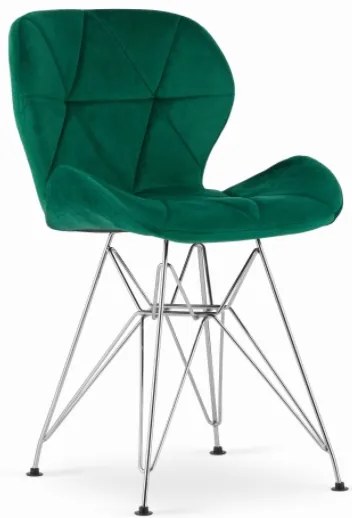 Zamatová stolička Paris zelená so zlatými nohami