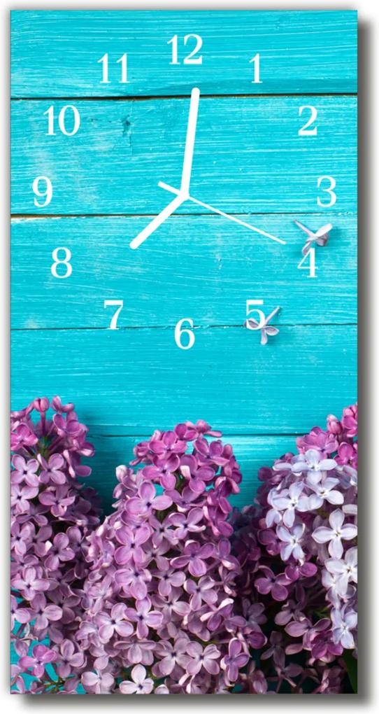 Nástenné hodiny vertikálne  Kvety Drevo bez farby