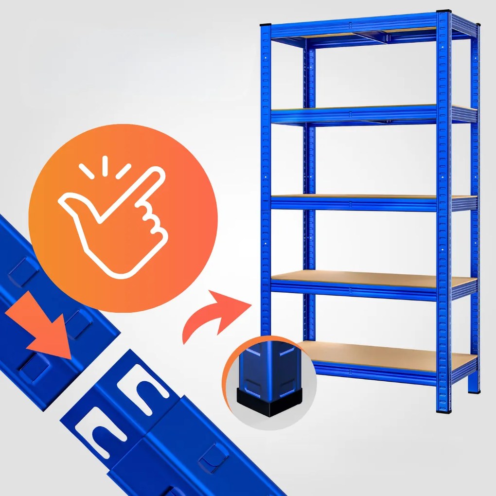 Regál s vysokou nosnosťou HEAVY, max. 875kg, 90x40x180cm, modrá Monzana