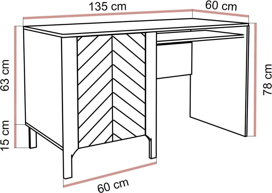 PISACÍ STÔL SALOME KAŠMÍR 135 cm