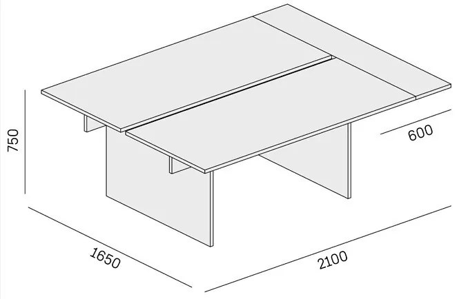Kancelársky stôl double SOLID + 1x prísed, 200x165 cm, biela