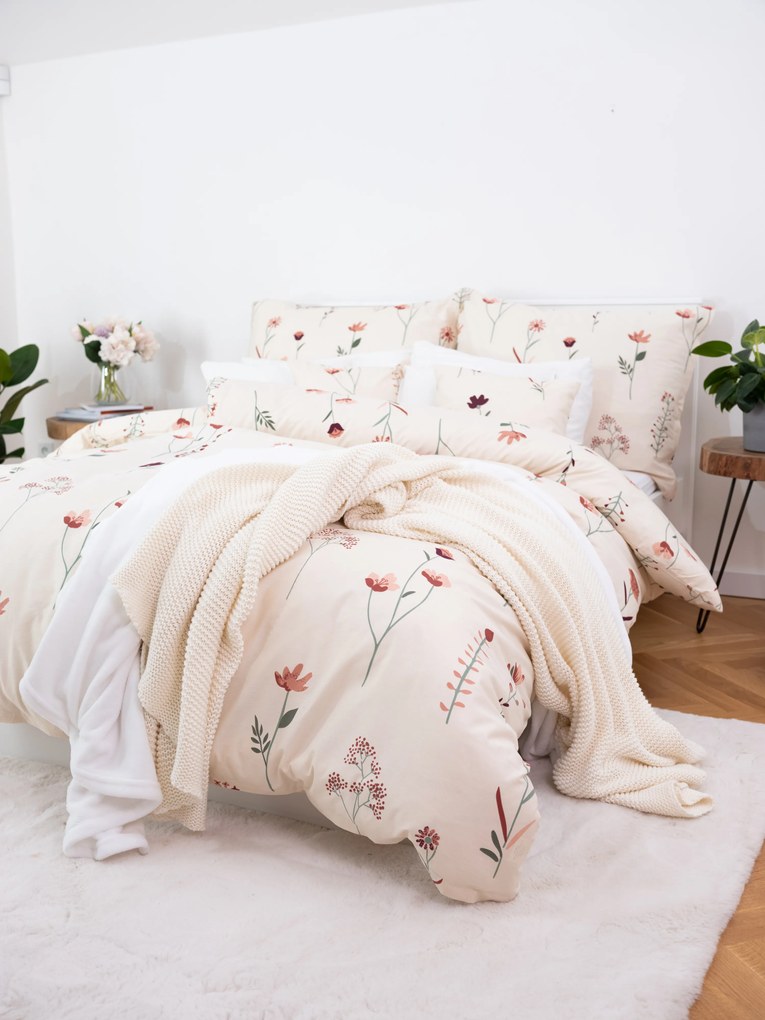 Francúzske bavlnené obliečky Renforcé - Vlčie maky bežové