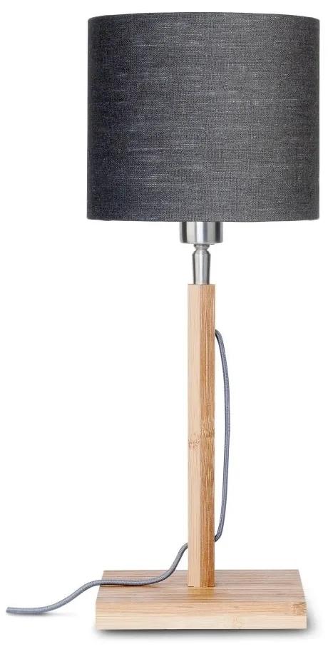 Stolová lampa s tmavosivým tienidlom a konštrukciou z bambusu Good&Mojo Fuji