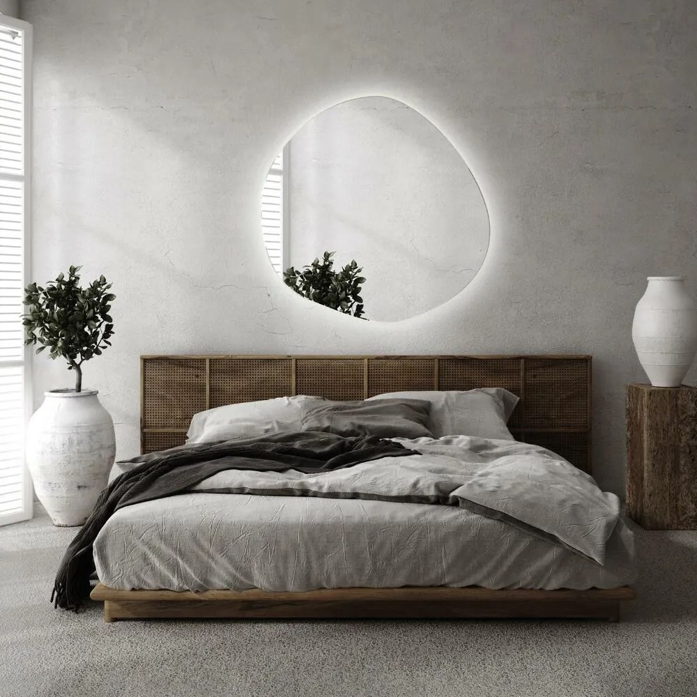 Asymetrické zrkadlo s led osvetlením 48x48 cm Teplé svetlo (3000K)