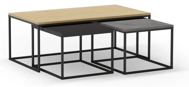 Konferenčné stolíky v súprave 3 ks v sivo-prírodnej farbe 60x110 cm Camelia – Marckeric