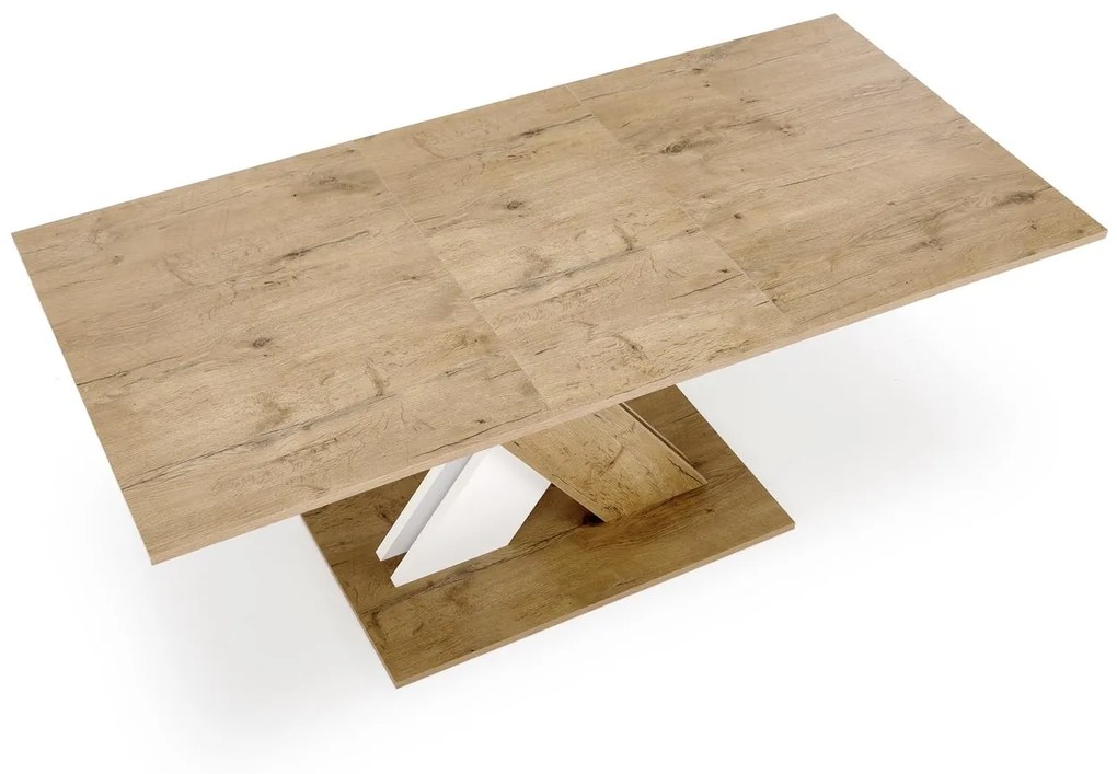 Jedálenský rozkladací stôl XARELTO 130/175 cm dub s dezénom Lancelot/biely